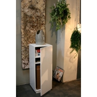 Galeriesockel weiß Glanz mit Tür, 40 x 40 x 100 cm (LxBxH)