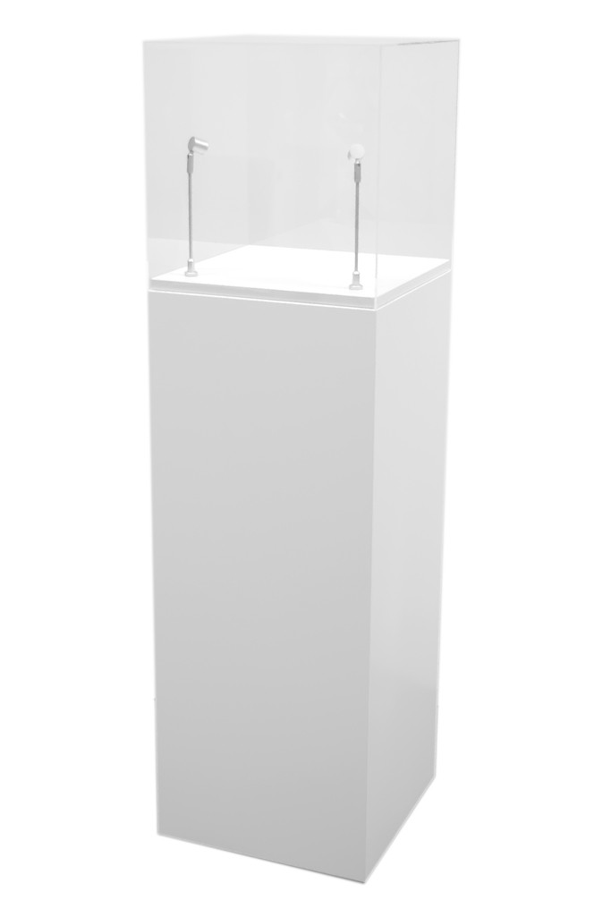 Galeriesockel weiß + Haubenvitrine + LED